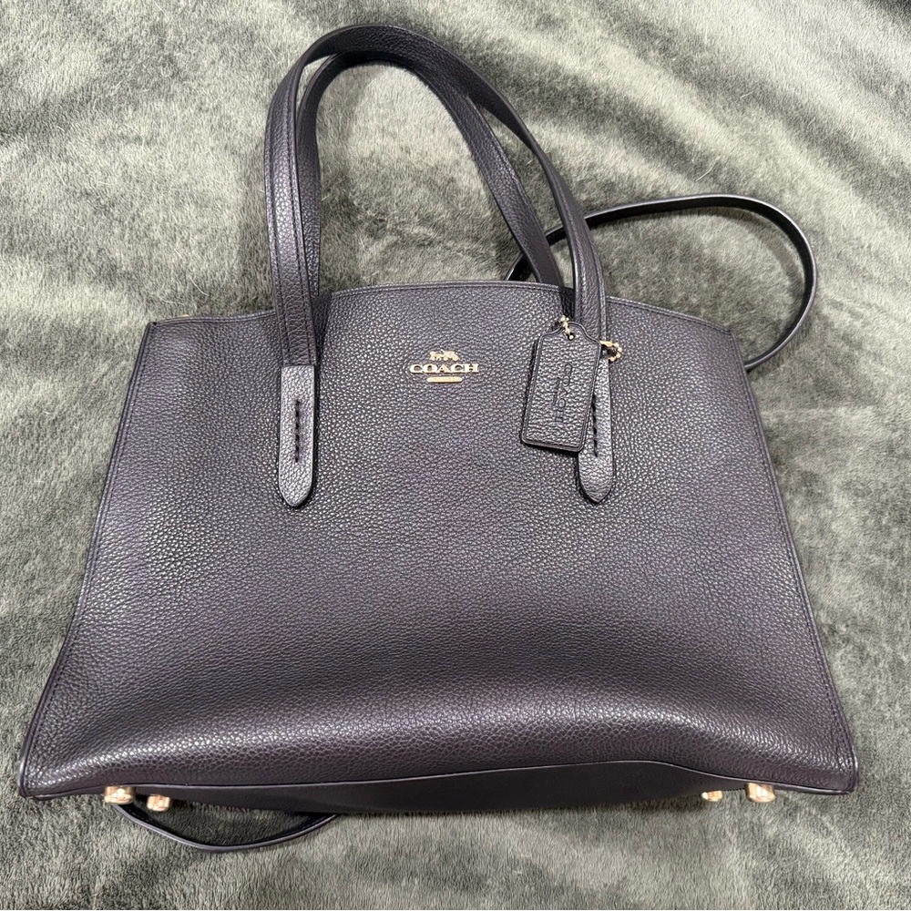 Coach Dark Gray Leather Tote